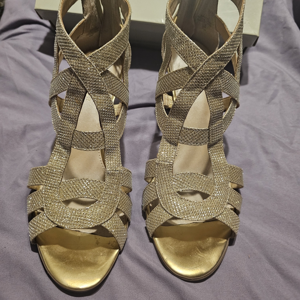 Elegant Gold Strappy Women's Heels